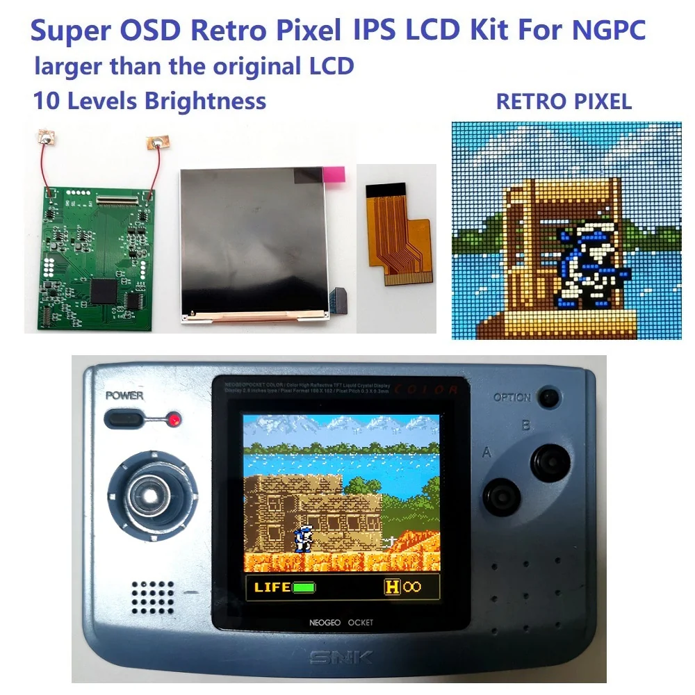 Neo Geo Pocket Color OSD Q5 IPS Backlight Mod kit - Hispeedido | Retro ...